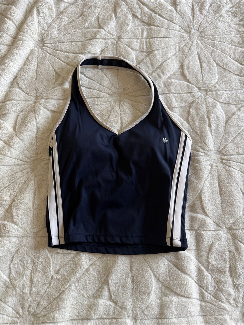 YOUNGLA for her navy halter tank top with built in bra. WORN ONCE. SOLD OUT